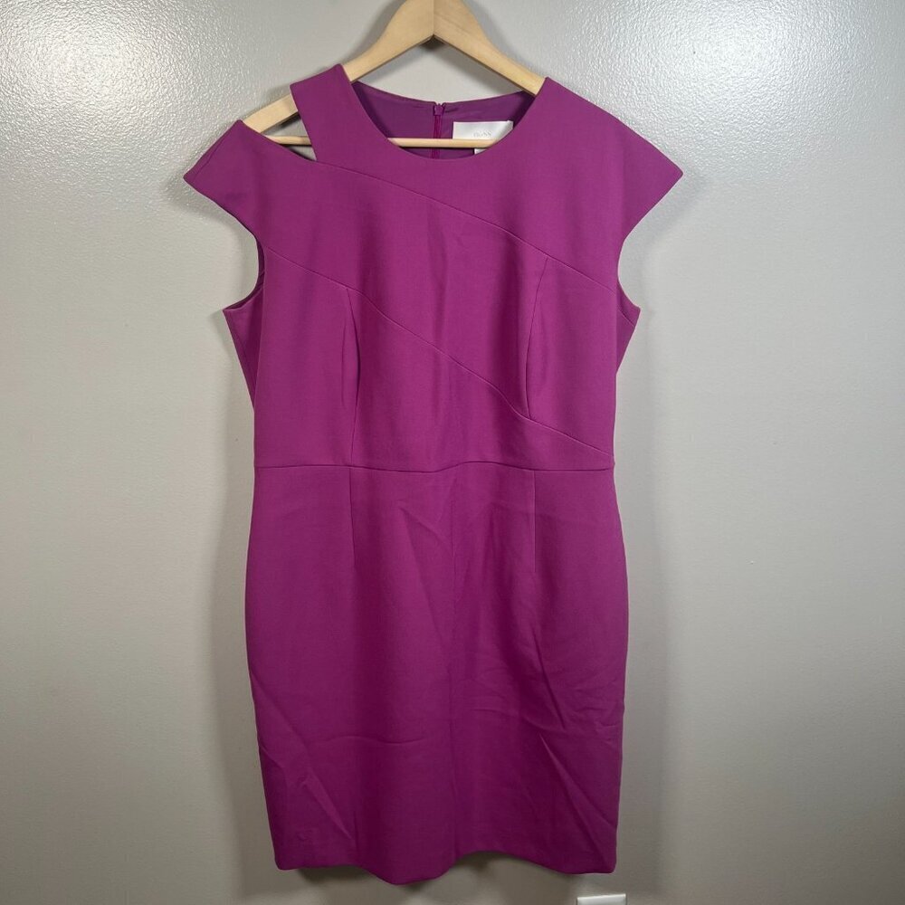 Hugo Boss Danouk Sheath Dress Size 14 Cut Out Purple Work Career Professional